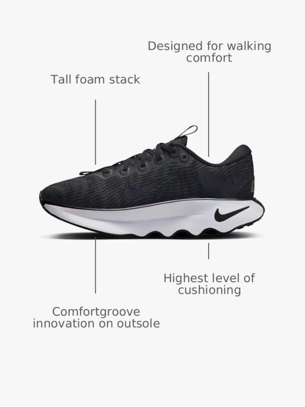 Nike Motiva Walking Shoes Anthracite Black Women’s size 9.5